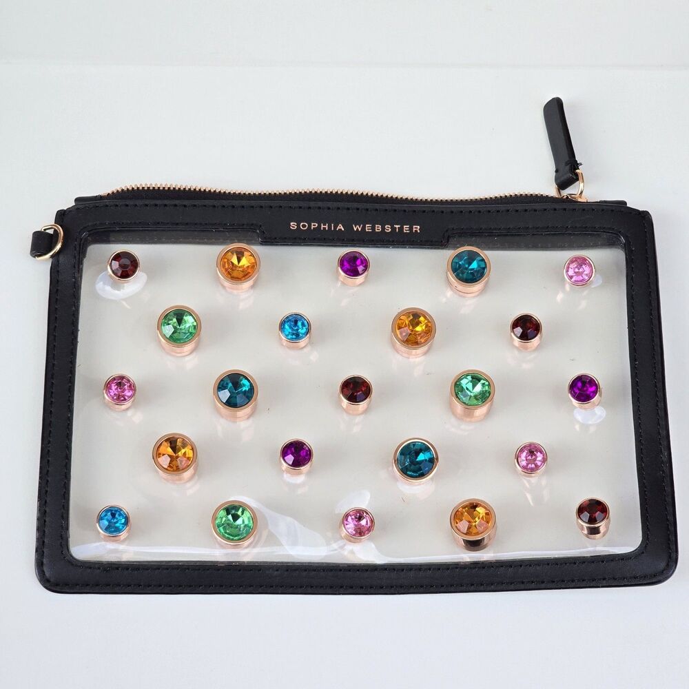 Sophia Webster Clear Pouch Colorful Gem Wristlet Bag Clutch No Strap